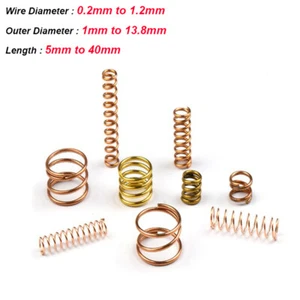 10 Pcs Brass Compression Spring Pressure Springs Wire Diameter 0.2mm to 1.2mm - Picture 1 of 5