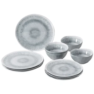 Brunner Service de table en mélamine et pierre Midday Odette Pearl 12pcs Gris - Foto 1 di 4