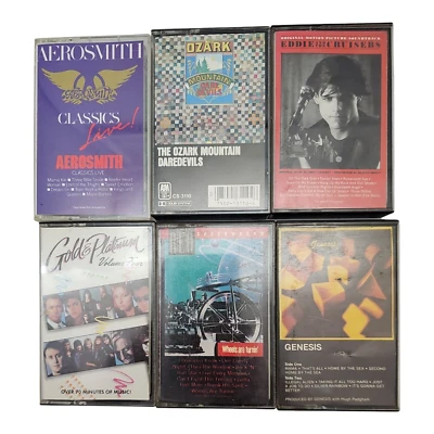 Rock Cassette Tape Lot 6 REO Ozark  Aerosmith Eddie Cruisers Genesis - Image 1 of 4