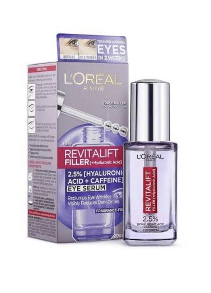 Suero de ojos L'Oreal Paris Revitalift Filler 20 ml ácido hialurónico 2,5 % + cafeína Foto 1 de 1