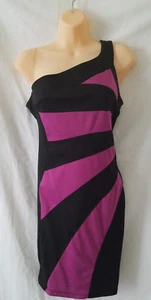 NWT Womens Fire Los Angeles Black Purple Dress Asymmetrical Neckline Size Large - Picture 1 of 6