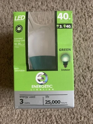 Green LED 3W Light Bulb 40 Watt Equiv. - Energetic Lighting ELY03-AG-VB - Image 1 of 4
