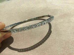 3.0CT Simulated Diamond Brilliant Round Bangle Bracelet 7.5" Platinum Plated - Picture 1 of 12