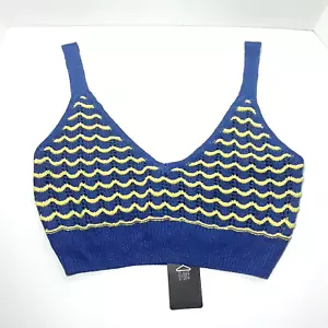 Clara Story Blue Bra Crop Top Zigzag Knit size Large, NEW! Neon Green CLEARANCE - Picture 1 of 8