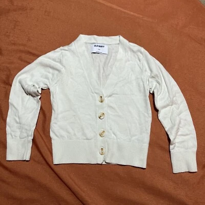 Suéter Old Navy XS 5 Blanco Abotonado Cuello en V Niñas  Foto 1 de 4