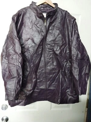 Chaqueta Larga Venezia Mujer Talla 30W Púrpura Cuero Genuino Forrada Foto 1 de 4