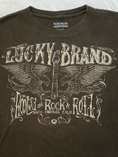 Lucky Brand Vintage Inspired Brown Rooted in Rock & Roll Thermal Shirt Xxl (6.3)