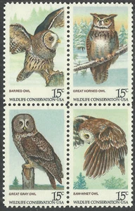 Scott 1763a, Wildlife Conservation Issue - Owls - Block of 4 from 1978 - MNH - Picture 1 of 1