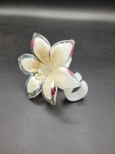 Murano? Pearlescent Whimsical Flower swirled Stem Hand Blown Art  - Bild 1 von 7