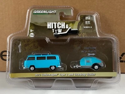 Autobús cámper y remolque Greenlight 1972 VW Volkswagen tipo 2 (2016) enganche y remolque Foto 1 de 3