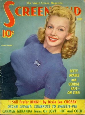 VINTAGE Carole Landis SCREENLAND MAGAZINE June 1941 Foto 1 de 4