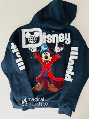 2025 Walt Disney World Sorcerer Mickey Azul Marino Cremallera Sudadera con Capucha Adulto L Grande Foto 1 de 2