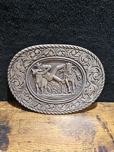 Hebilla de cinturón vaquero occidental de latón macizo medallas de diseño de premio ADM de colección - Imagen 1 de 6