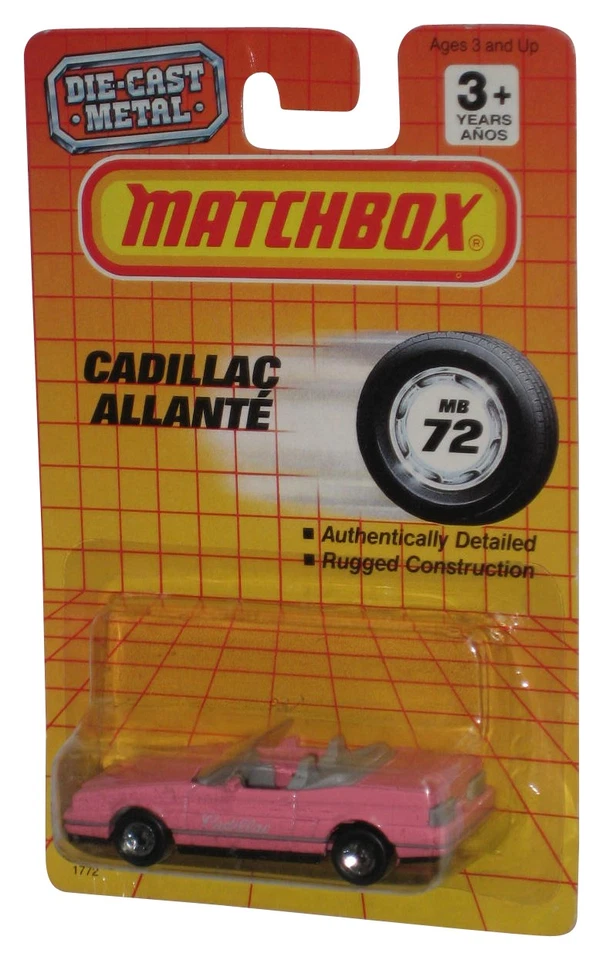 Matchbox Cadillac Allante (1990) Coche De Juguete De Metal Fundido Rosa MB72 - Imagen 1 de 1