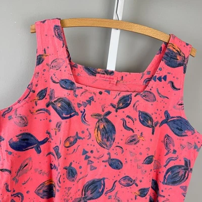 Fresh Produce Tank Top Womens XL Coral Fish 100% Cotton Boxy Sleeveless Resort - Image 1 of 4