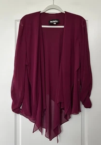 Ursula of Switzerland Sheer Jacket Chiffon Open Front Burgundy Sz 16W USA Formal - Picture 1 of 13