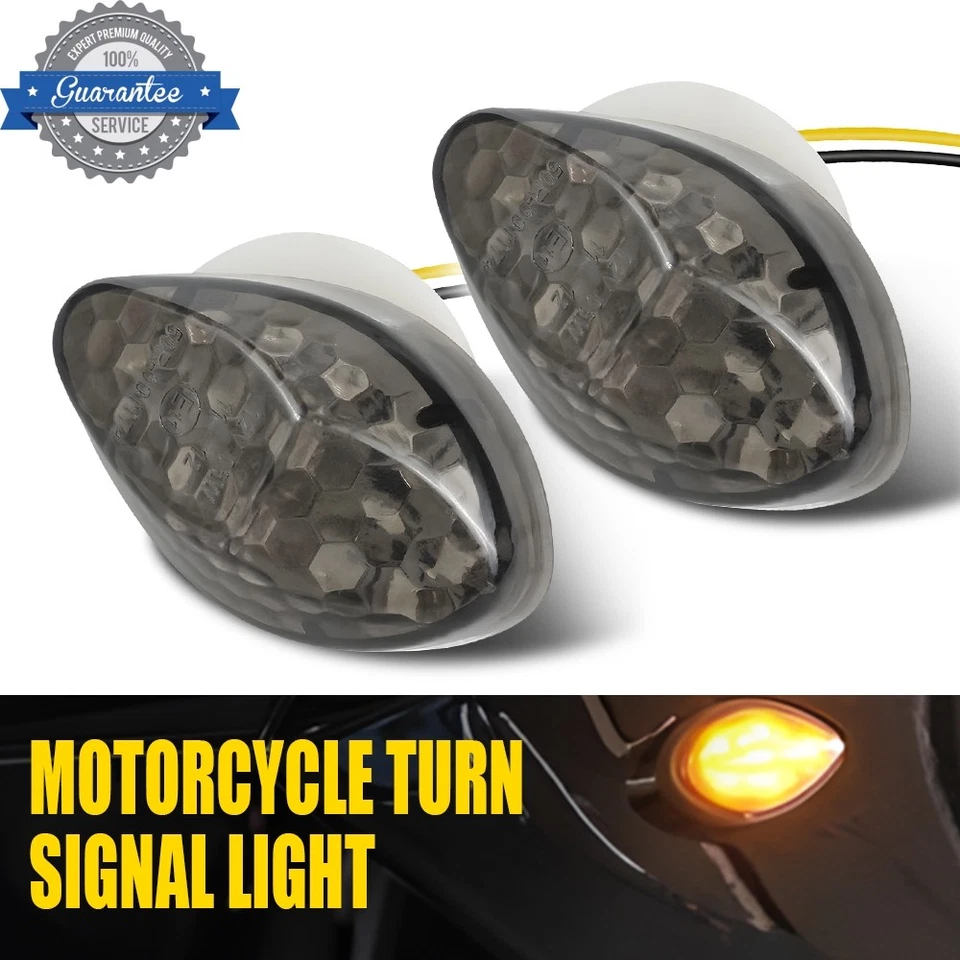 2 универсальных светодиодных мигалки для передних указателей поворота с креплением заподлицо для мотоциклов желтые - Изображение 1 из 4