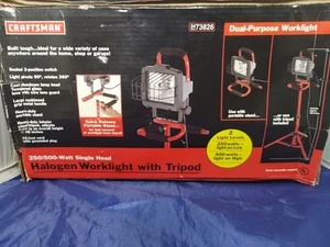 NOS Sears Craftsman Halogen Work Light W/Tripod 3473826 250/500 Wat Dual Purpose - Picture 1 of 13