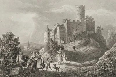 APPLETON (19.Jhd) nach RICHTER (*1803), Ansicht von Burg Gnandstein, Sst. - Bild 1 von 4