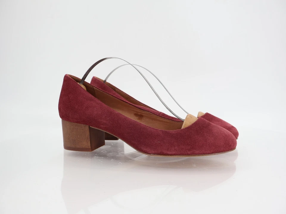 Zapatos sin cordones Madewell Ella Pump talla 6,5 de gamuza roja tacón bloque Foto 1 de 4