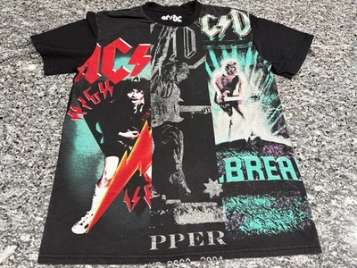 Camiseta masculina gráfica AC/DC pequena mistura de algodão preta - Imagem 1 de 4