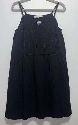 Vestido Loft Petite Para Mujer MP Bordado Negro Floral Corpiño Correa de Espagueti Boho Foto 1 de 4