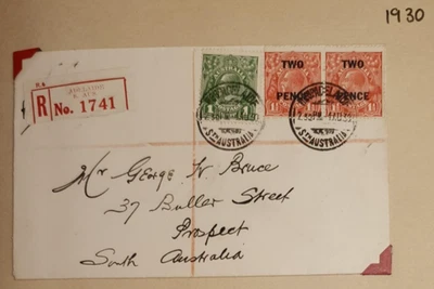 1930 Australian First Day Cover George V  with Overprint - Image 1 of 2