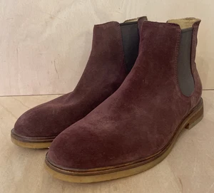 Clarks Men's Chelsea Boots Clarkdale Gobi Burgundy Suede Size 9G NEW - Picture 1 of 10