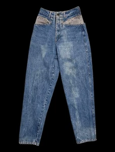 Jeans vintage Guess Paris Georges Marciano denim a vita alta affusolato taglia 24x29 effettivi - Foto 1 di 14