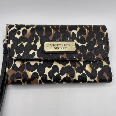 Victorias Secret Cheetah Leopardo Estampado Teléfono Estuche Muñequera Cartera Bolso sin asas Foto 1 de 4