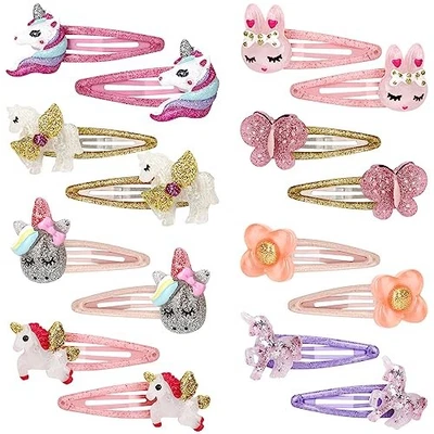 Unicorn Rabbit Snap Hair Clips No Slip Metal Butterfly Flower Hair Clips  - Image 1 of 4