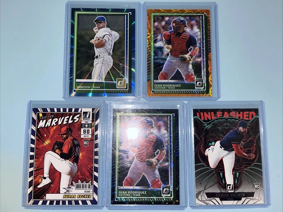 Alex Rodriguez 2025 Donruss láser azul claro /249 | Ivan Rodriguez 🟠 alcance /79 Foto 1 de 4