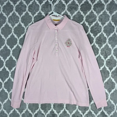 Polo de golf Louis Castel para mujer grande rosa pastel manga larga escudo logotipo Foto 1 de 4
