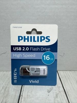 Philips Vivid Edition USB 2.0 Flash Drive 16 GB Alta Velocidad Azul Mecanismo Giratorio Foto 1 de 4