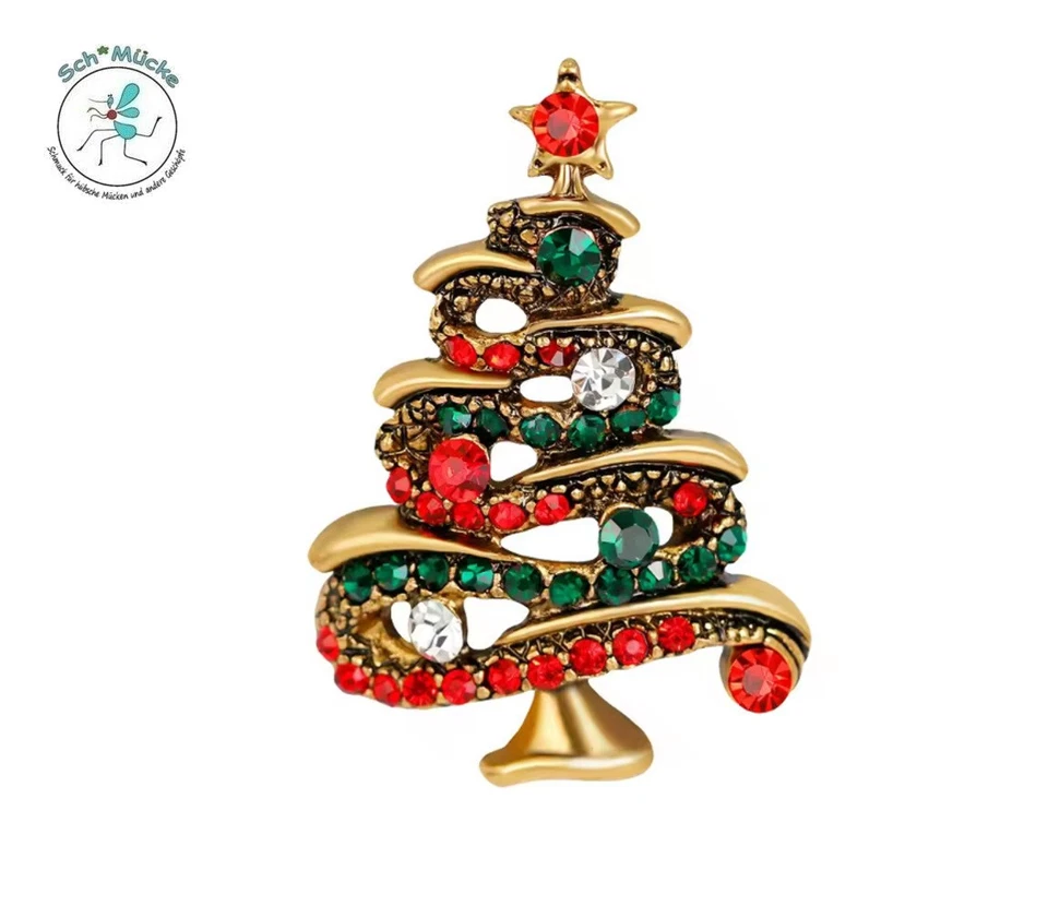 Brosche Weihnachten Tannenbaum Stern Advent Retro Glücksbringer Geschenkidee - Bild 1 von 1
