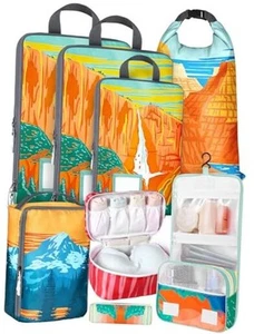 8 Set Compression Packing Cubes for Travel Luggage Organizer Bags for - Picture 1 of 7