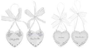 CERAMIC MESSAGE HEART PLAQUE BRIDE KEEPSAKE IDEAL WEDDING GIFT CHOICE OF DESIGNS - Picture 1 of 5
