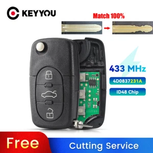 BLADE CUT by PHOTO Remote Car Key 4D0837231A For Audi A3 A4 A6 Quattro TT 433MHz - Imagen 1 de 9