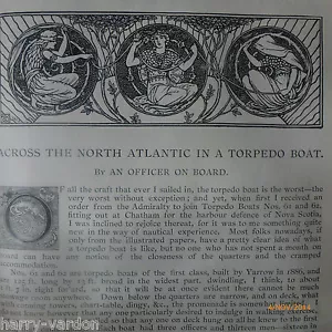 Naval Military Torpedo Boat 60 61 Rare Old Text 1890 Nova Scotia Harbour Defence - Bild 1 von 6