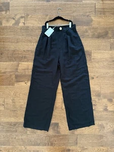NWT & Other Stories Black High Waist Wide Leg Linen Blend Pants New 4 6 - Picture 1 of 15