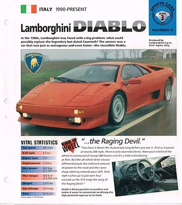 1990 / 1991 / 1992 LAMBORGHINI DIABLO IMP Brochure - Image 1 of 2