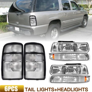 Clear Headlights+Bumper Lamps+Tail Lights For 2000-2006 Chevy Suburban Tahoe - Picture 1 of 13