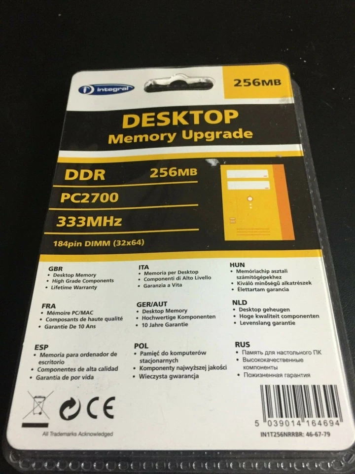 Integral Desktop 256MB. PC2700 New/sealed. - Image 1 of 2