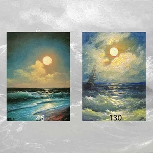 LOT #1 of 2 ACEO  ART PRINTS SEASCAPE ARCHIVAL Gift Nightscape Moon Shore Surf - Picture 1 of 1