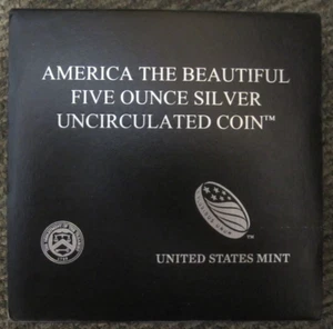 2015 US Mint America the Beautiful Five Ounce Silver Uncirculated Coin w/Box/COA - Picture 1 of 5