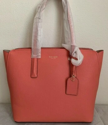 NWT Kate Spade Margaux Medium Tote Zip Top Leather Bag Peachy PXRUA229 Original  - Image 1 of 4