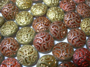 14 Hermosas Cuentas de Monedas de Vidrio Checo 14mm Cobre Mate Frambuesa y Oro Metálico - Imagen 1 de 2