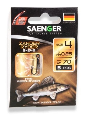 SÄNGER TTS Sänger Carbon Steel Haken Zander Ryder, Vorfach Angelhaken Zanderhaken Raubfisch