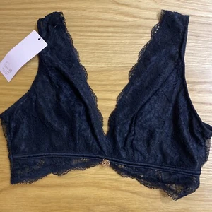 Rosie marks And Spencer Black Bralette French Designed Lace With Silk Size 12 - Picture 1 of 8