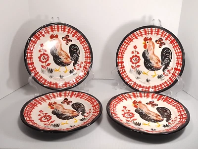 Juego de 4 platos Nathalie Lete Anthropologie Cocorico Gallo 10" usados en excelente estado Foto 1 de 4